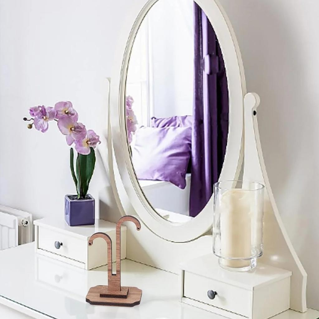 Wooden Hook Earring And Necklace Display Stand Jewelry Organizer Rack For Desktop Use