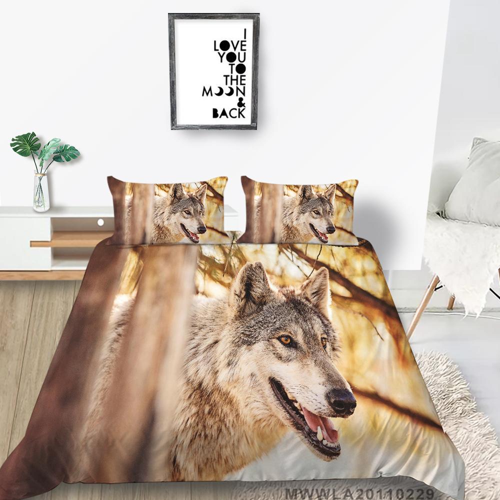 2023 New Style Duvet Cover Set Wolf Pattern Beding Cover Suitsn Polyester Quilt Cover Single Size Bed Set Teens Newly Fashion Bedding Suit