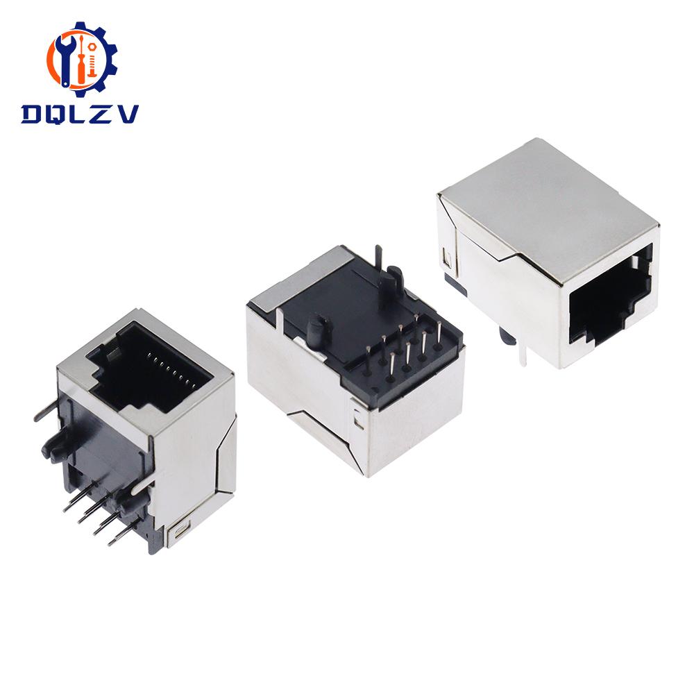 RJ45 1 2 4 6 8 Port Shielded Modular 21MM PCB Jack 8P8C Right Angle Through Hole Pcb Network Connector