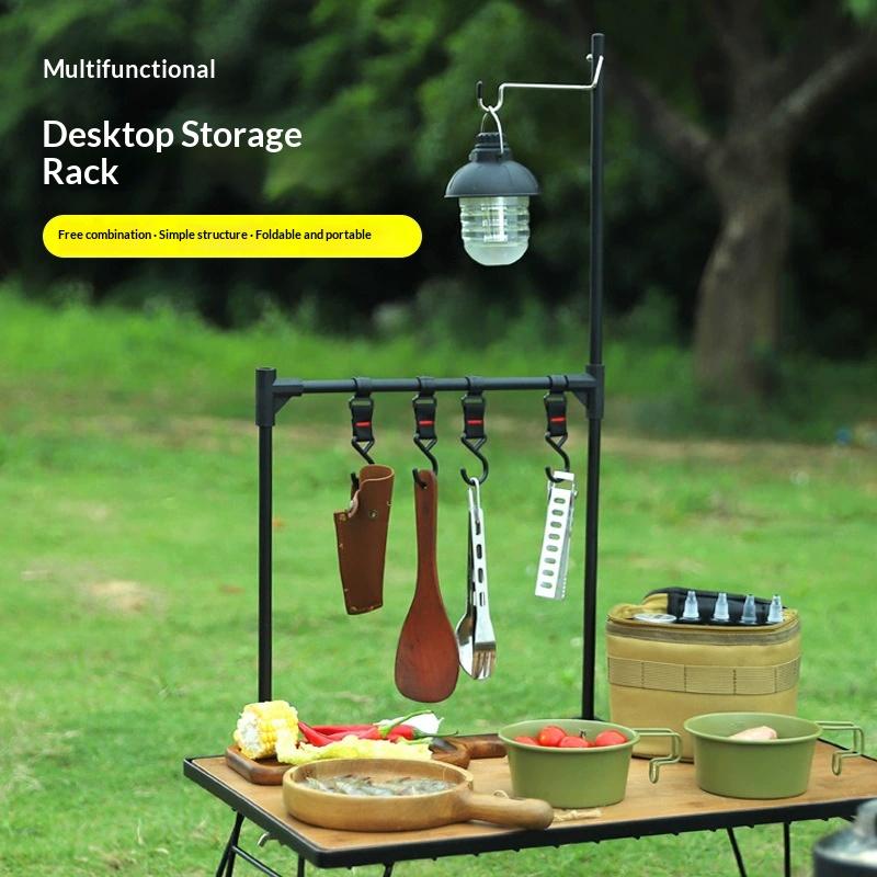 Camping Shelf Lantern Stand Light Pole Hook Picnic Tableware Hanging Racks Detachable Aluminium Alloy Light Hangers Stand