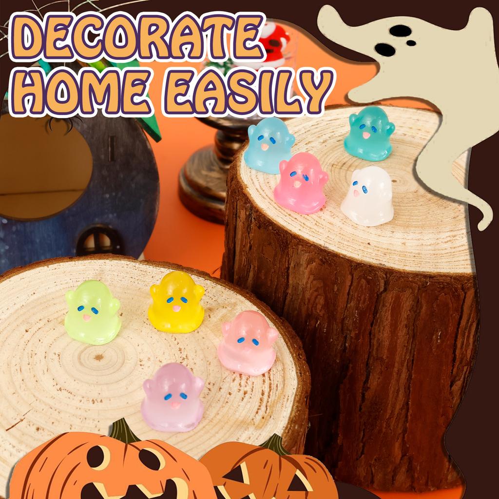 50/100Pcs Luminous Mini Resin Ghost Figurine Glow in The Dinosaur Fish Tank Decor DIY Garden Halloween Christmas Ornaments