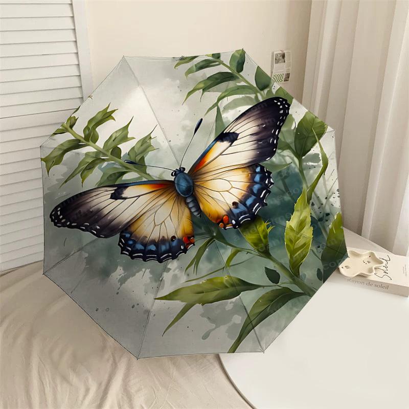 

1PC butterfly plant Automatic Open/Close Umbrella with Windproof, 8-Rib Sturdy Canopy, Durable Ribs, Fashionable Design,1242a
