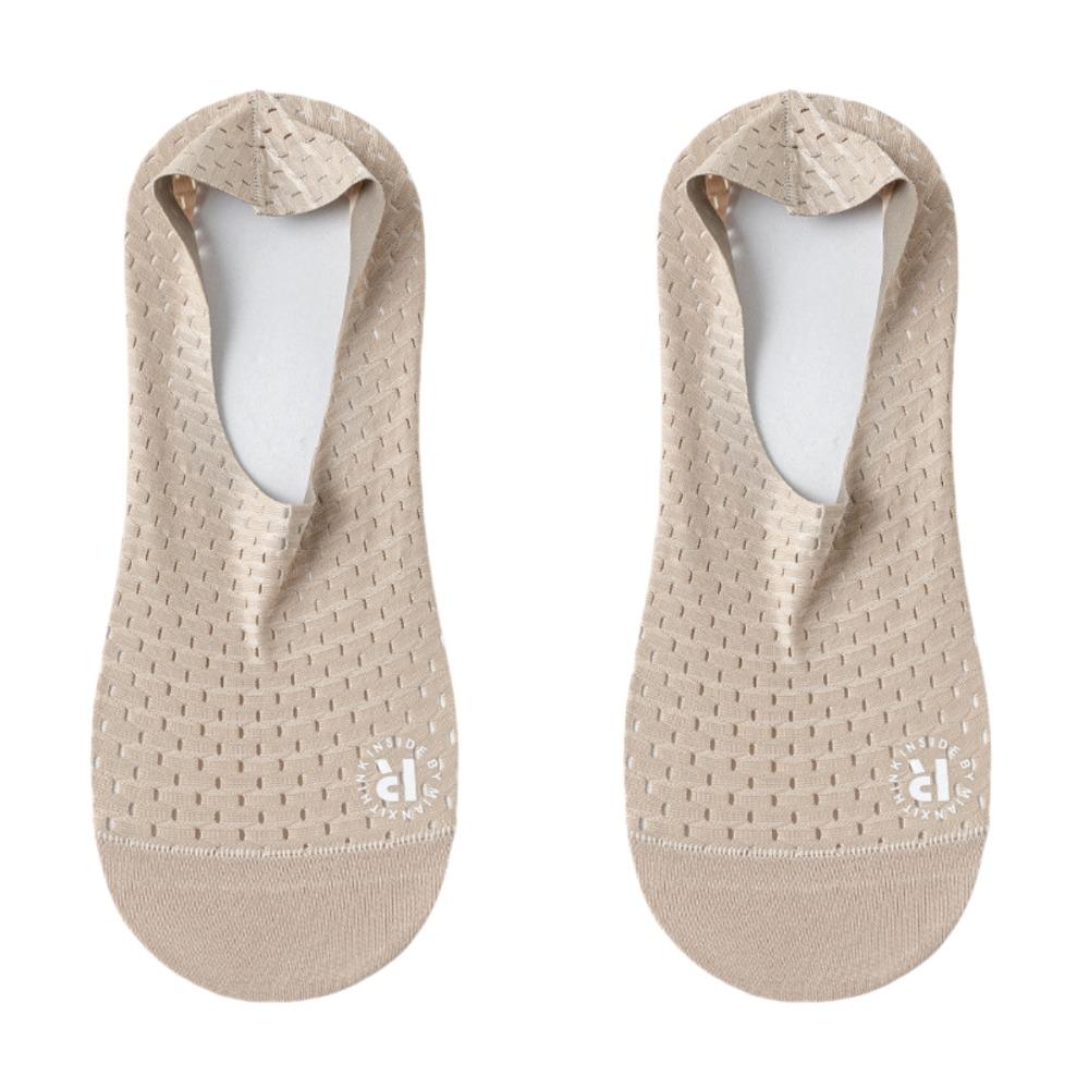 

Мужские носки-следки против скольжения, летние, из ледяного шелка, невидимые сетчатые носки, однотонные носки до щиколотки, мужские, повседневные 2 Pairs Beige