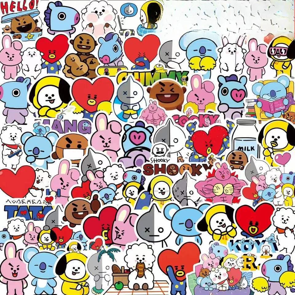 82Pcs Kawaii Stickers Suitcases Laptops Cars Mobile Phones Refrigerators Waterproof Stickers Cooky Koya Tata Anime Present Plaything