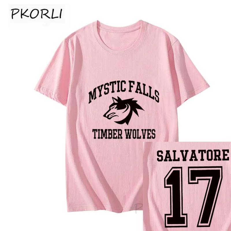 The Vampire Diaries T-shirt Women Vintage Mystic Falls Salvatore 17 Female Clothing Summer Anime Clothes Oversize Streetwear