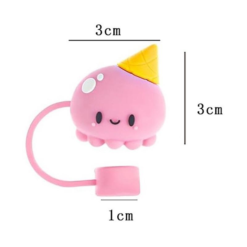 1Pc Silikon Abdichtung Stroh Stecker Wiederverwendbare Trinken Staub Kappe Cartoon Stecker Tipps Abdeckung Anzug Küche Tasse Diy Zubehör