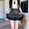 2025 A/W High-Waisted PU Leather Pleated Skirt with Belt – Versatile, Anti-Exposure, Slimming Short Skirt