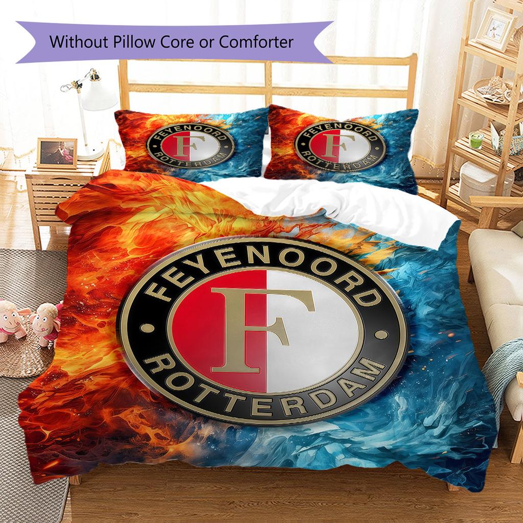 Biancheria da letto con motivo Feyenoord, Set piumone Copripiumone Federa Regalo di Compleanno per la Casa(1 * copripiumino + 2 * federa, senza nucleo)