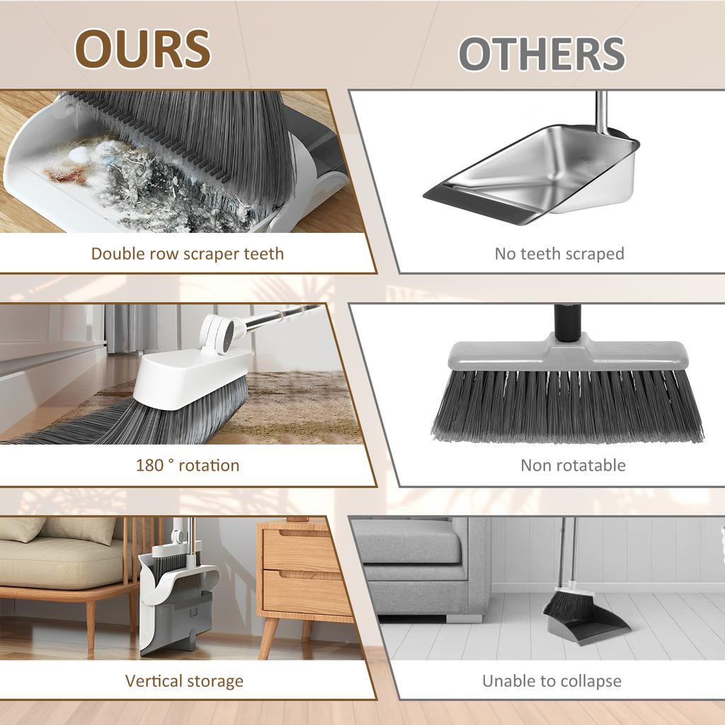 Skrapmopp Borste Sopskyffel Golvborste Set Inomhus Icke-klibbig Hårborste Långskaftad Borste med Ställ Förtjockad Sopskyffel Kombinationsset