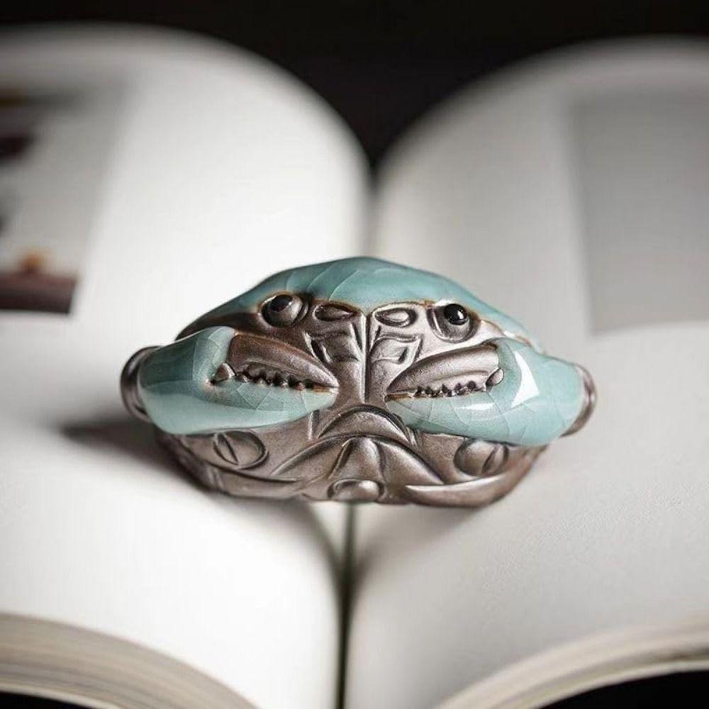 Creative Cute Crab Tea Pet Cracked Glaze Little Crab Tea Play High Quality Small Crab Statue Home
