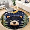 1pc Bear Night Office Round Area Rug, Indoor Mat Suitable ForOffice, Under Office Chairs Bedroom Living Room Home Decor, Room Deco T076