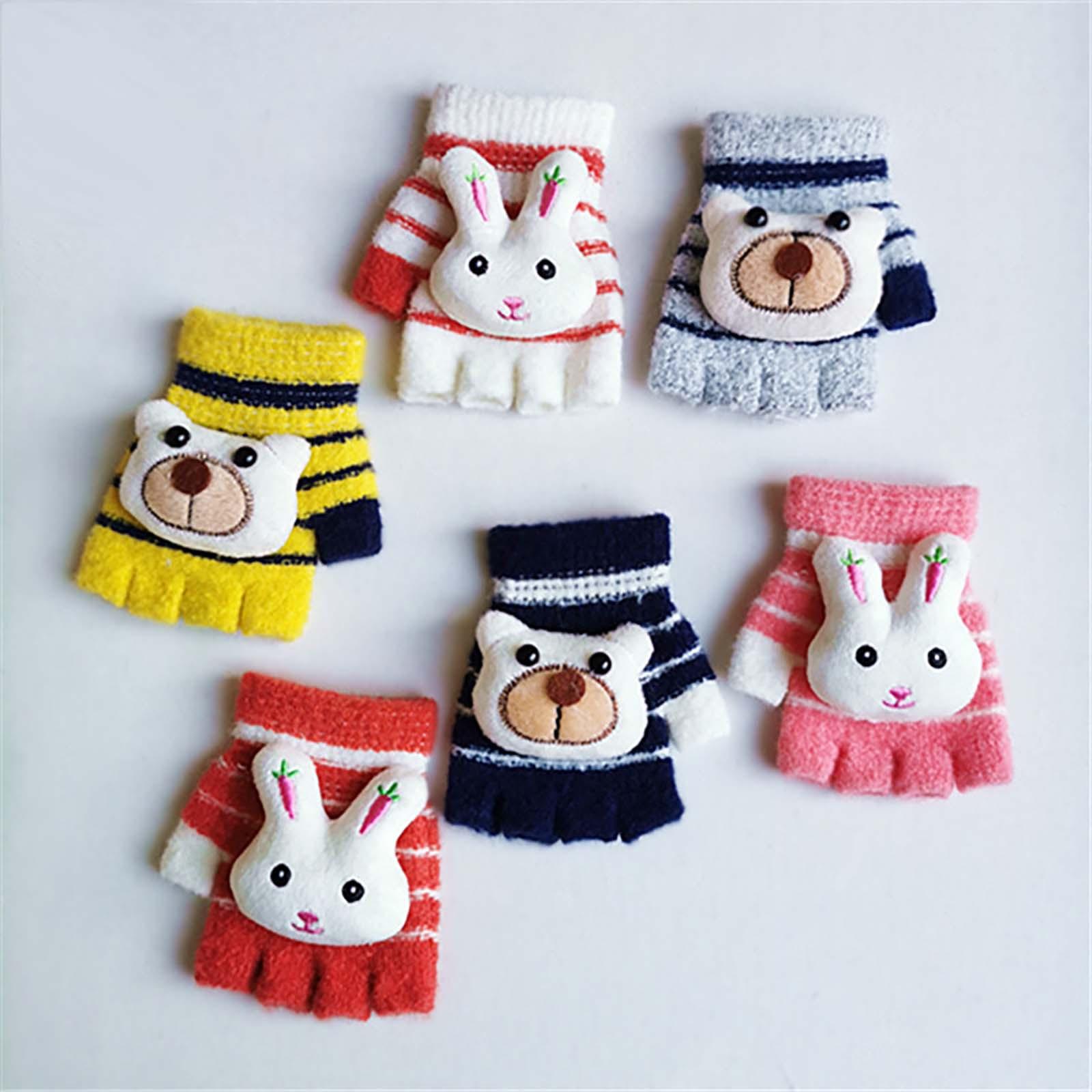 

Детские кашемировые теплые вязаные перчатки с милым узором из аккардового плетения