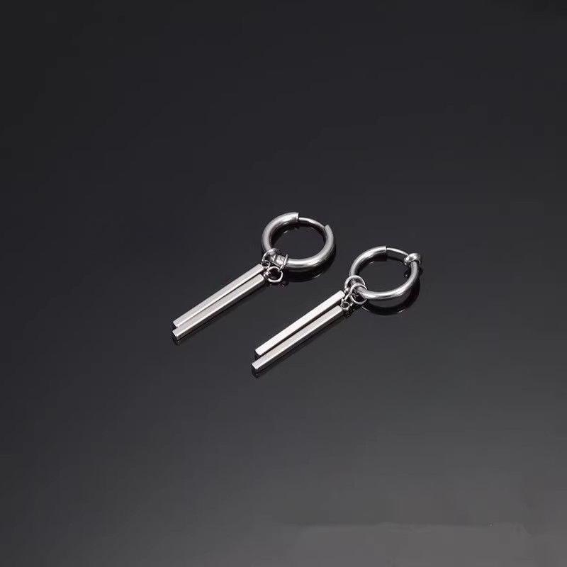 Titanium Steel High-end Style Earrings for Men, with Solon Ear Hooks.