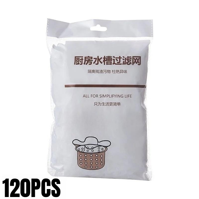 120/30pcs Disposable Sink Filter Mesh Bags Kitchen Sink Strainer Drain Hole Anti-blocking Garbage Bag Cleaning Strainers Net