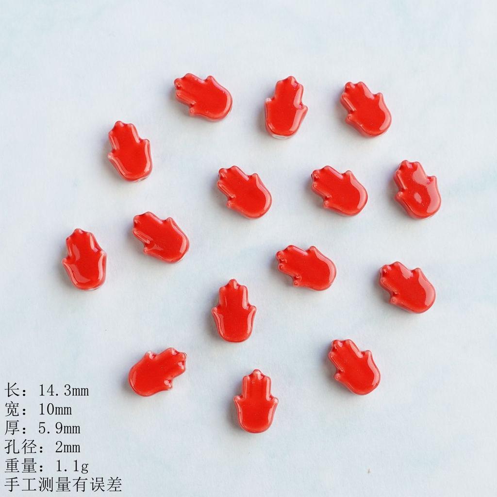 Ceramic Loose Beads Chinese Red Beads Handmade DIY Necklace Loose Beads Accessories