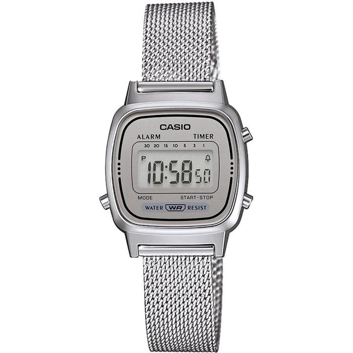 [Casio] LA670WEM-7 Women s Digital Watch - Silver Mesh Band