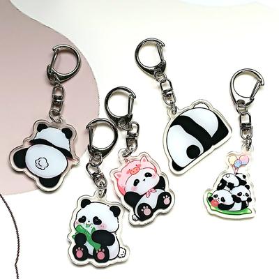 Chaveiro de acrílico com pingente de panda adorável, chaveiro engraçado de desenho animado para estudantes, mochila escolar