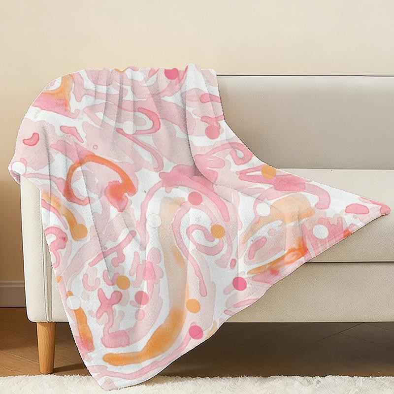 Abstract Art Flannel Blanket - Lightweight Soft Warm Cozy Throw for Home, Couch Nap, Window Seat, Halloween & Christmas Decor
