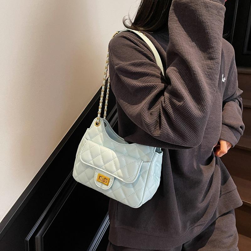 Premium Rhombus Casual Underarm Bag New Fashion Chain Bag Niche Design Versatile Bucket Bag