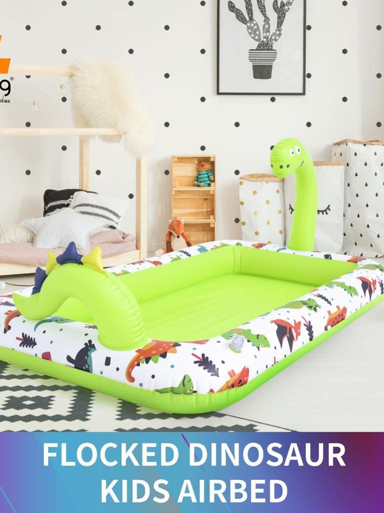 JILONG Portable Elevated Children's Inflatable Bed, Foldable Flocking Air Mattress for Lazy Breaks.