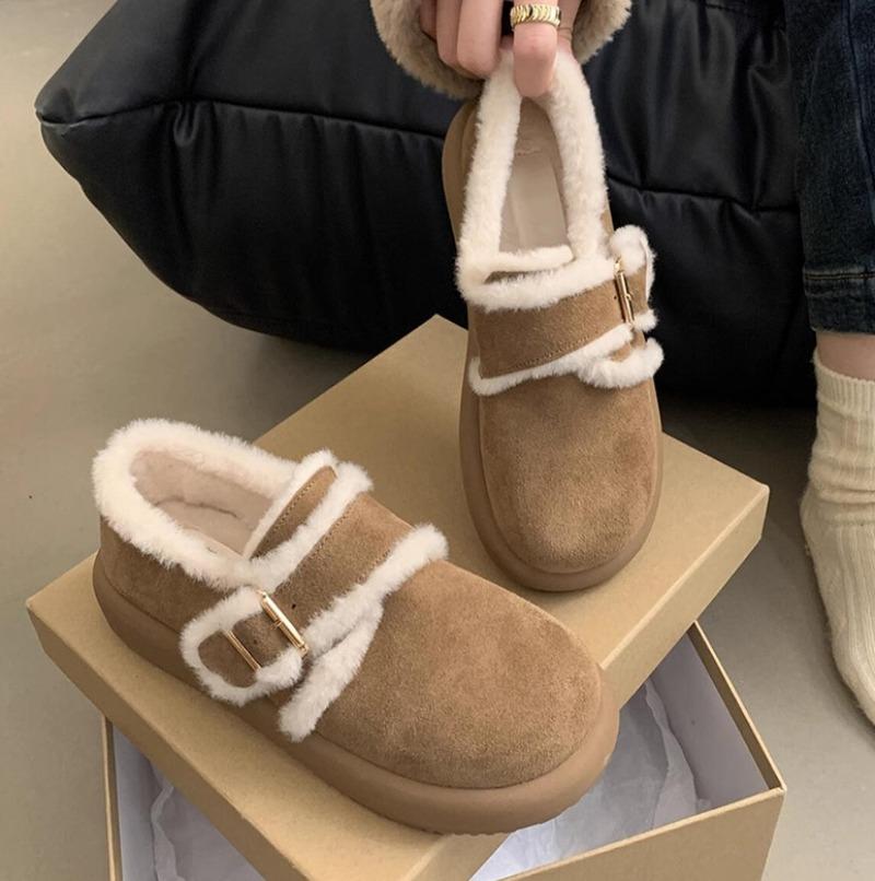 

Модные балетки Женские пушистые короткие ботинки Замшевые модные туфли-лоферы с пряжкой 2025 Зима Новые повседневные кроссовки Дизайнерские элегантные до щиколотки до колена 40 хаки