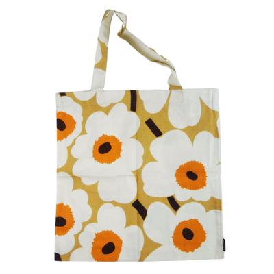 Marimekko Pieni Unikko Kassi Tote Bag, No Gusset, Eco Bag (Caramel, Cream, and Warm Orange) [Parallel Import]