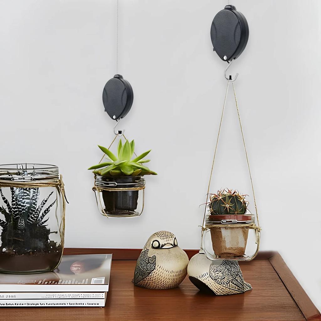 Retractable Plant Hanger Plant Pulley For Hanging Plants Different Height Lower and Raise Adjustable Hook FOR Garden Baskets Pot