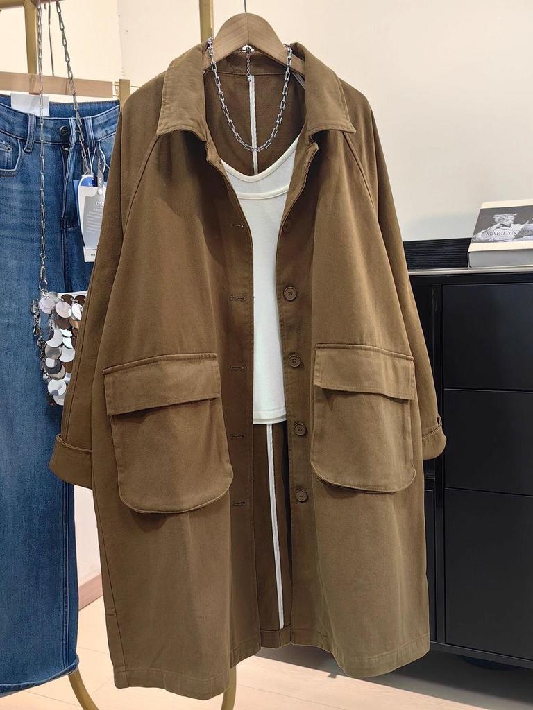 Korean Casual Denim Windbreaker for Women - 2025 Season: Simple, Loose, Versatile Outerwear