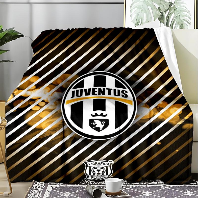 1 Stück Juventus Fußballclub Aufdruck Weiche Flanelldecke Überwurf für Schlafzimmer Wohnzimmer Sofa Camping Reise Fan Geschenke Weihnachtsgeschenke