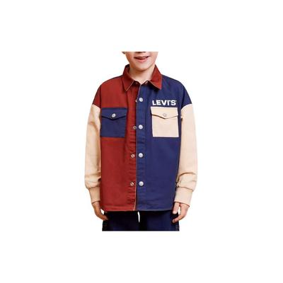 Kurtka Levis dwustronna z naszywanym kołnierzem i obniżonym ramieniem Kurtki dziecięce Głęboki Czerwony Chili LV2312026GS-001