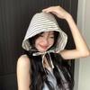 Striped Fisherman Hat Foldable Beach Sun Hat Fashion Panama Cap  Outdoor