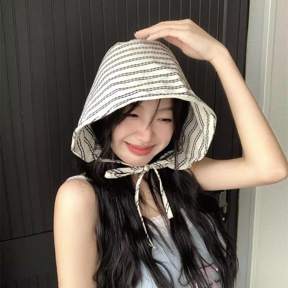 Striped Fisherman Hat Foldable Beach Sun Hat Fashion Panama Cap Outdoor