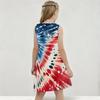 Girls Round Neck Sleeveless Navy Blue Starry Printed A Line Flared Dress