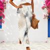 Women Plus Size High Waist Abstract Printed Loose Wide Leg Full Length Pants