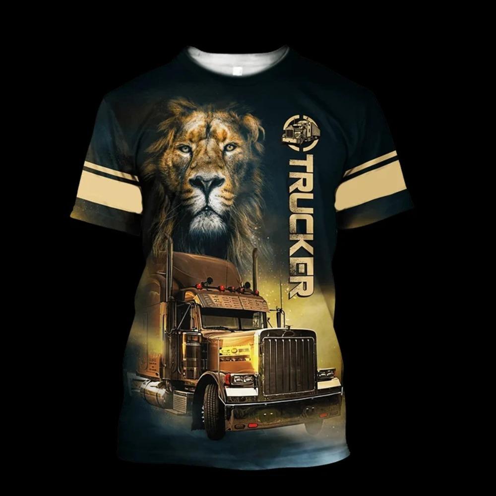 

Мужская уличная футболка с коротким рукавом и круглым вырезом, с механическим узором грузовика, 3D цифровая печать XS