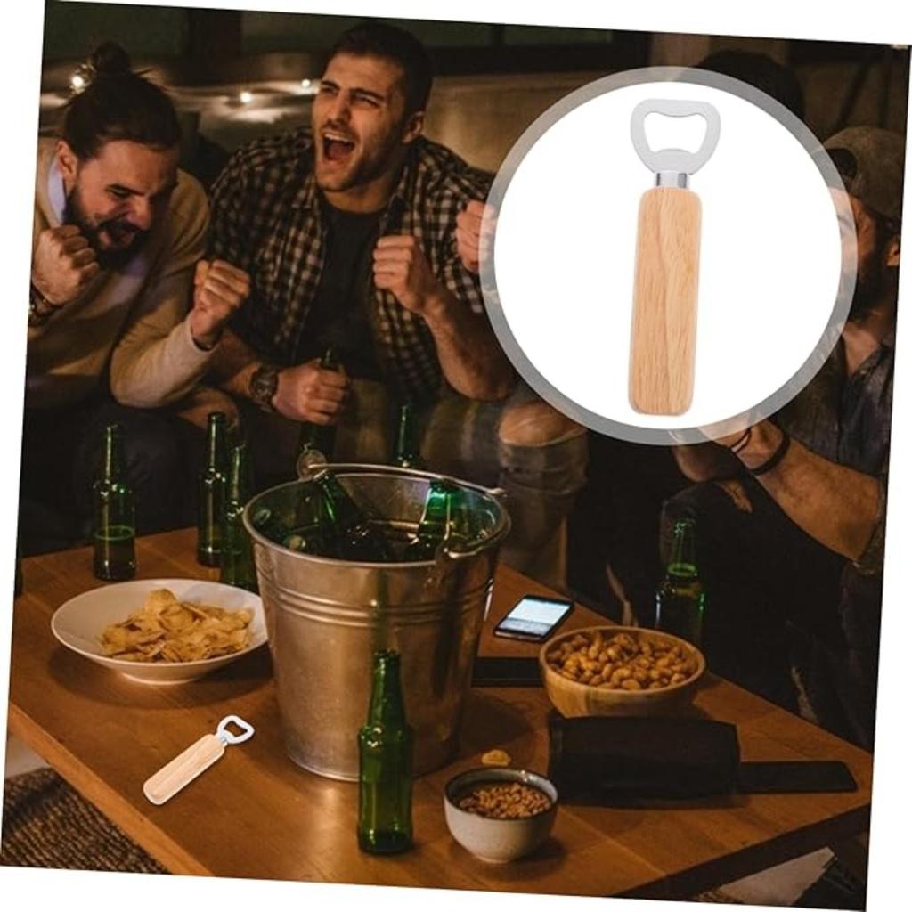 Multi-function Beer Bottle Opener Sturdy Stainless Steel Wooden Handle Easy to Use Ideal for Home Bar Travel