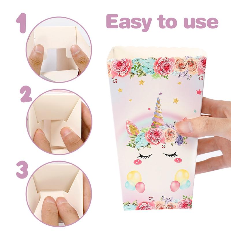 Unicorn Popcorn Box Candy Box Unicorn Happy Birthday Party Decoration Kids Wedding Birthday Party Supplies Baby Shower Decor