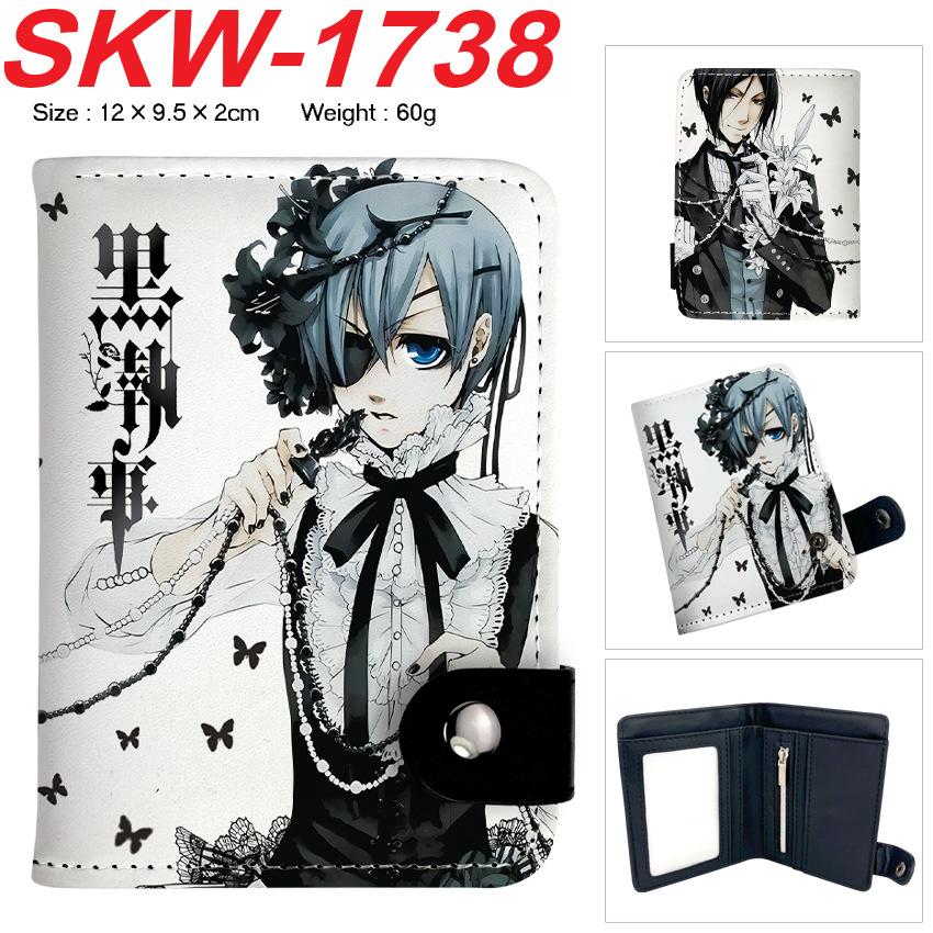Black Butler Anime Vertical Snap Wallet Bi-Fold Card Holder Unisex Small Coin Purse