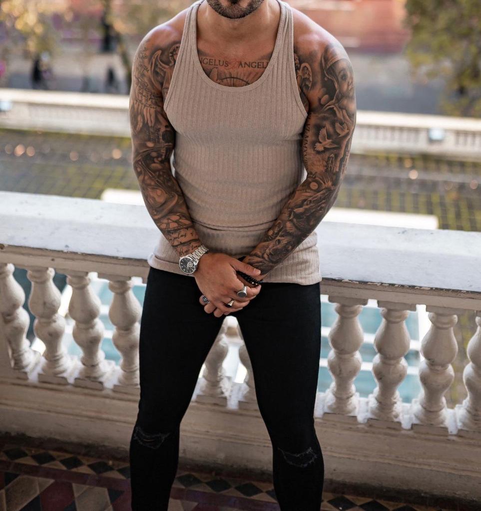 Men's Summer Vertical Stripe Slimming Knit Tank Top