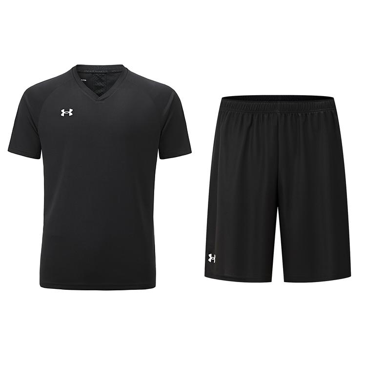 Under Armour Logo Pattern Daily Running Loose Fit Short Sleeve Jersey Casual Sports Set Unisex sports set Black 21500524-001+24500204-001