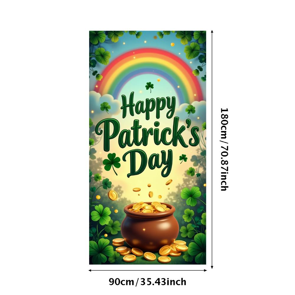 St Patricks Day Backdrop Banner Leprechaun Hat Shamrock Party Background Celebration Photography Props Event Supplies Decoration