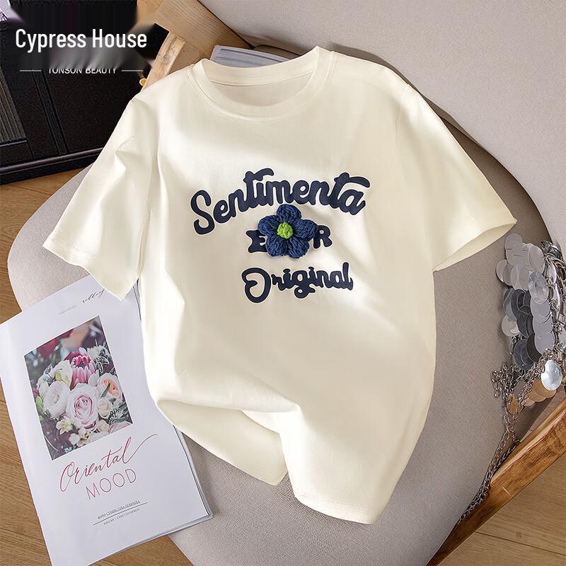 Women s Casual Floral Decor T-Shirt L