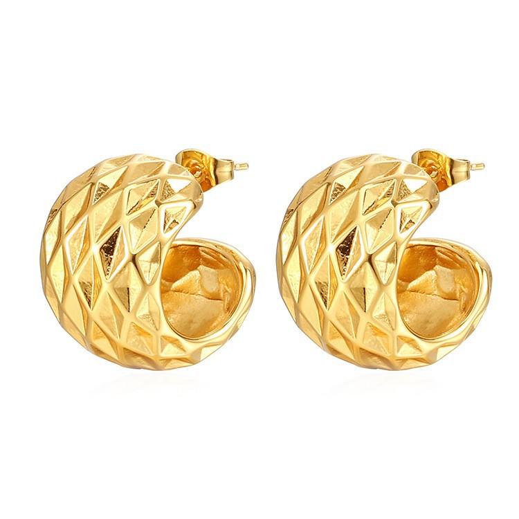 Direct supply geometric stainless steel earrings, women's trend high-end retro earrings, versatile plated 18K earrings