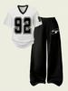 Y2K Football Jersey T-Shirt & Straight Sports Pants Set