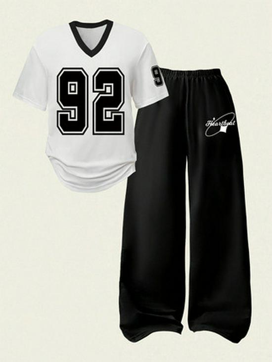 Y2K Football Jersey T-Shirt & Straight Sports Pants Set