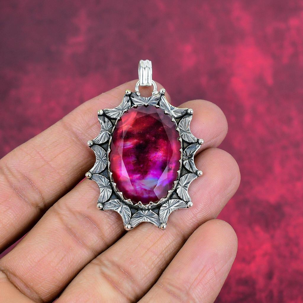 Pendentif en ammolite, bijoux faits à la main, pendentif en argent sterling massif 925, cadeau pour femme