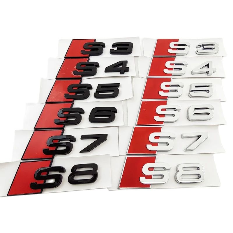 2026 3D ABS Chrome Black Logo S3 S4 S5 S6 S7 S8 Emblem Car Trunk Badge Sticker For Audi 8Y 8P 8V B6 B8 B9 8T C4 C6 C7 C8 Accessories