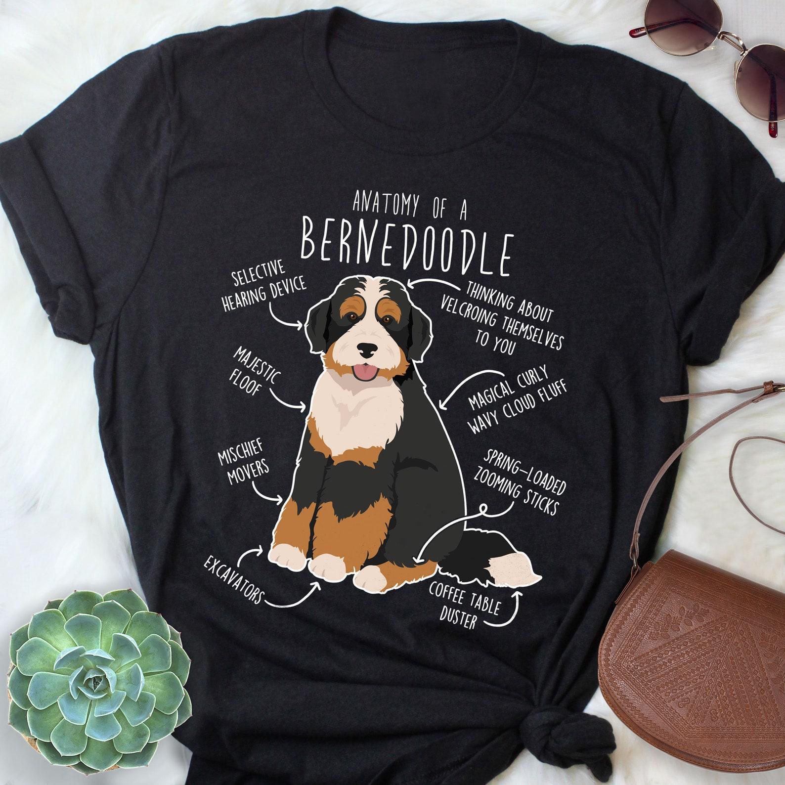Bernedoodle Shirt, Black Tricolor Bernedoodle Dog Lover Gift, , Funny Cute Doodle T-shirt Poodle Mix Cross Tshirt Mom Dad Tri Color 150