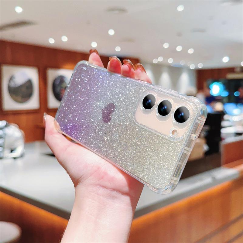 Iridescent Blue Love Heart Glitter Phone Case for Samsung Galaxy S23/S22/A55