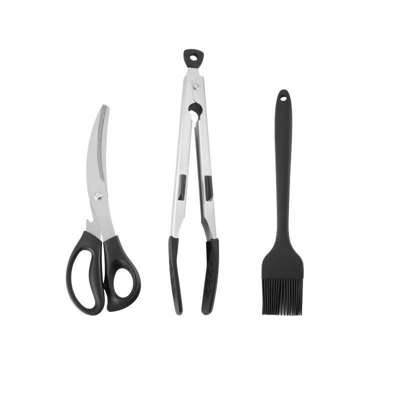 Koreanische Grillschere, Clip, Grillzange und Ölpinsel-Set zum Kochen, multifunktionales Silikon-Camping-BBQ-Werkzeug, Küchenzubehör